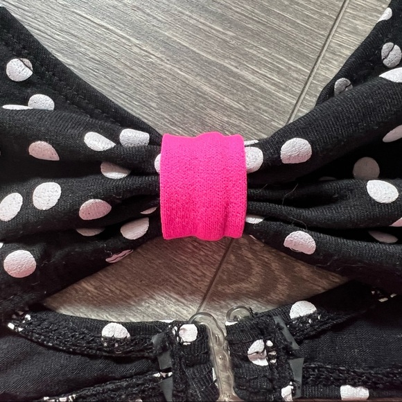 Vintage 80s 90s Gitano Cotton Poly Polka Dot Neon Pink Bow Bikini Barbie - Picture 4 of 6